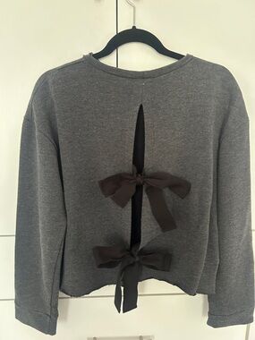 Zara Grey Women's Bow-Back Sweatshirt Top